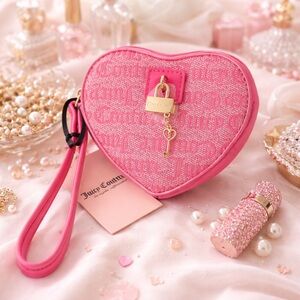 JUICY COUTURE Pink Lemonade Heart Coin Purse Wristlet Eastside Westside NWT